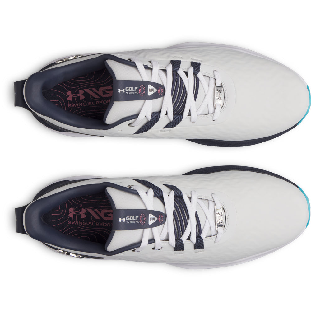 Chaussures de golf homme Under Armour Drive Pro Clone  - Blanc/Bleu marine / 42.0