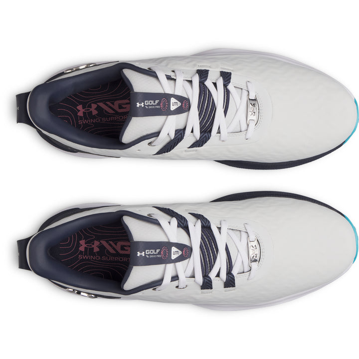 Chaussures de golf homme Under Armour Drive Pro Clone  - Blanc/Bleu marine / 42.0