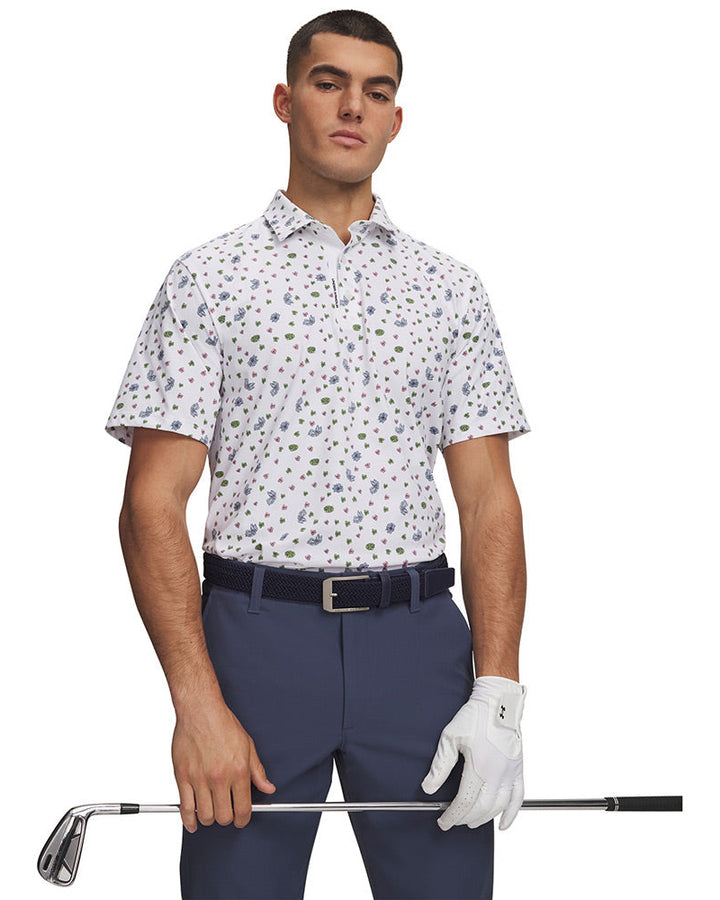 Polo de golf Under Armour ArmourDry Printed Homme - Blanc / M