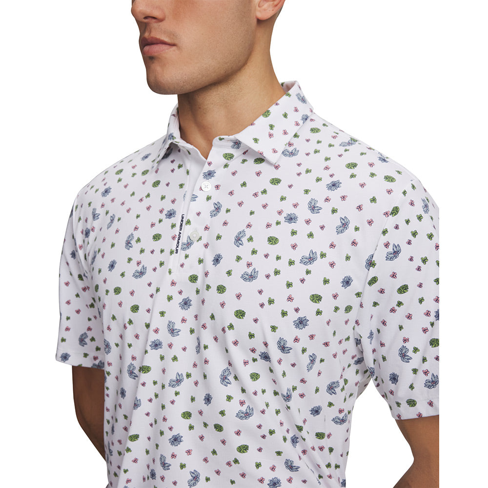 Polo de golf Under Armour ArmourDry Printed Homme - Blanc / L
