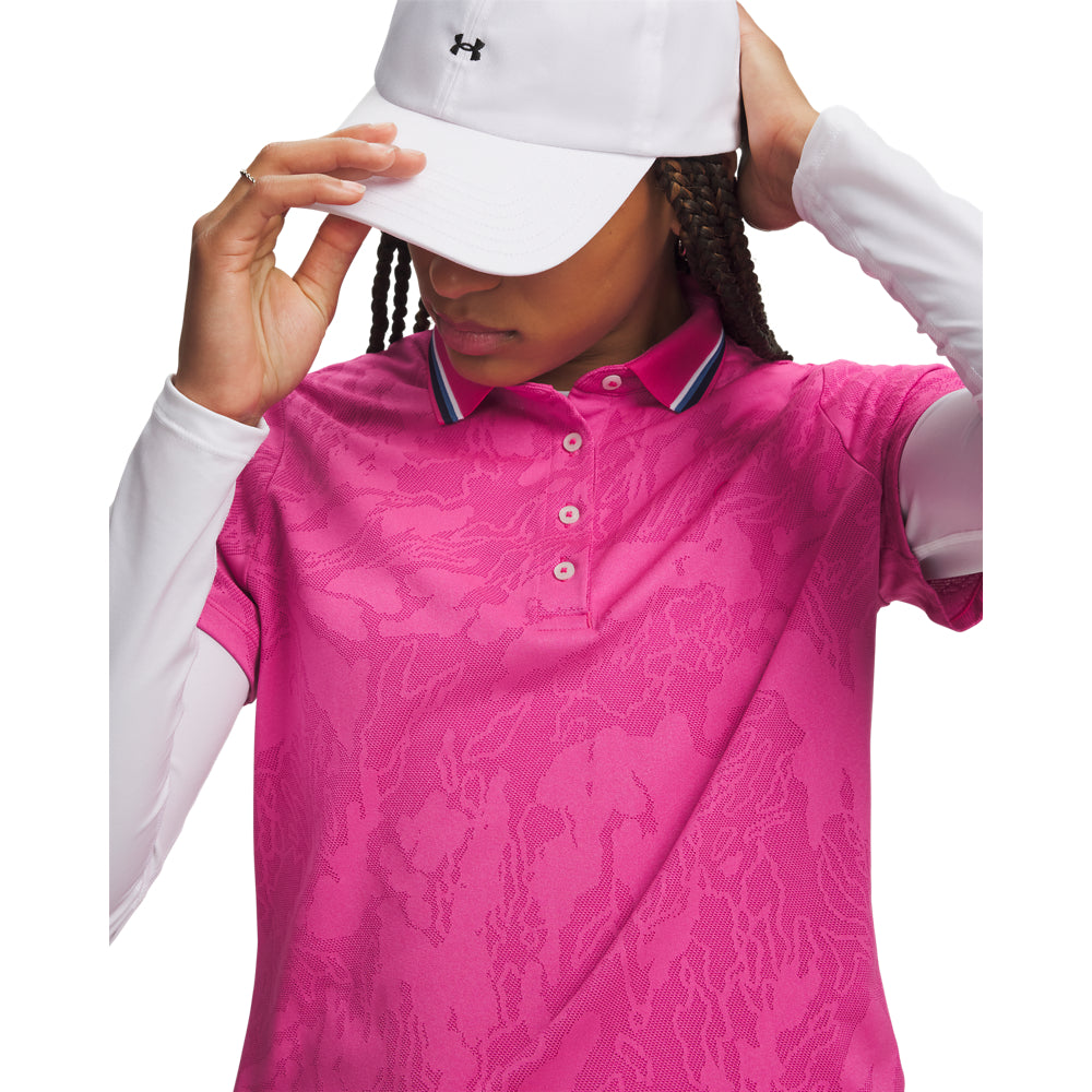 Polo de golf Under Armour ArmourDry Jacquard Femme - Rose / S