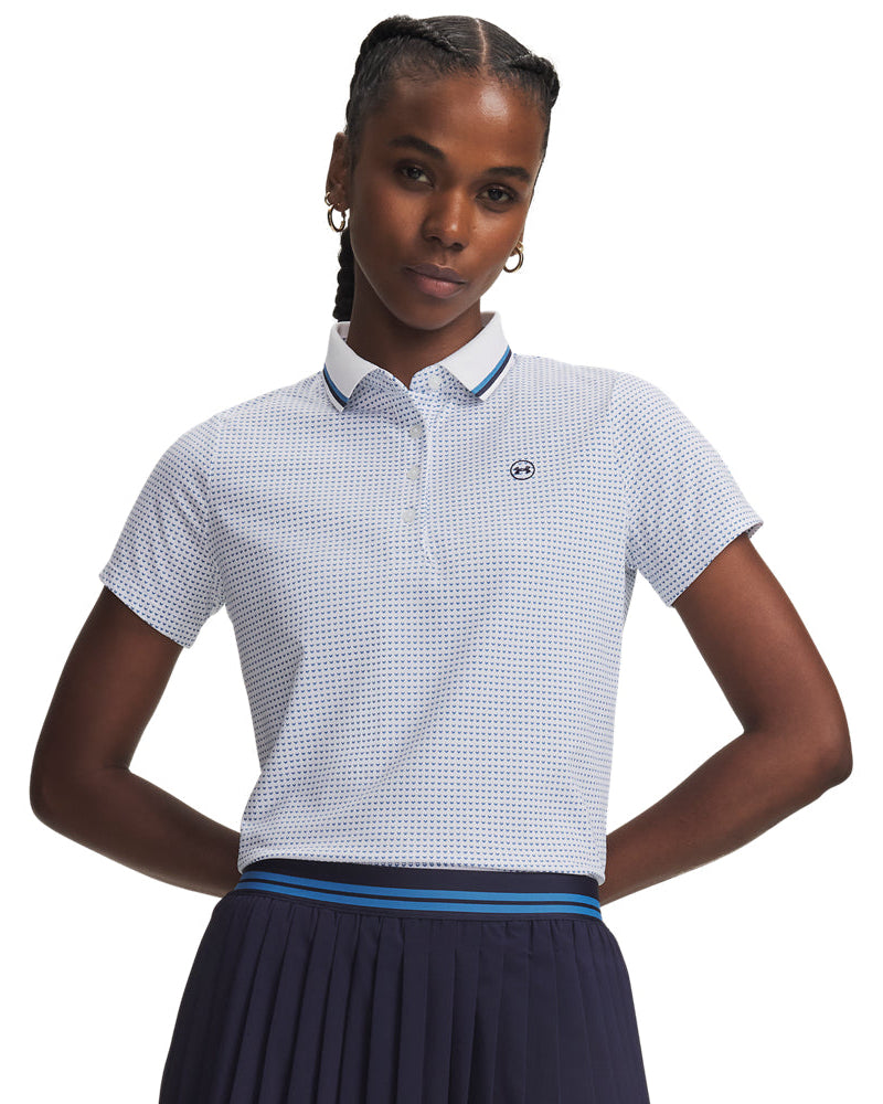Polo de golf Under Armour ArmourDry Printed Femme - Blanc / Bleu / XS