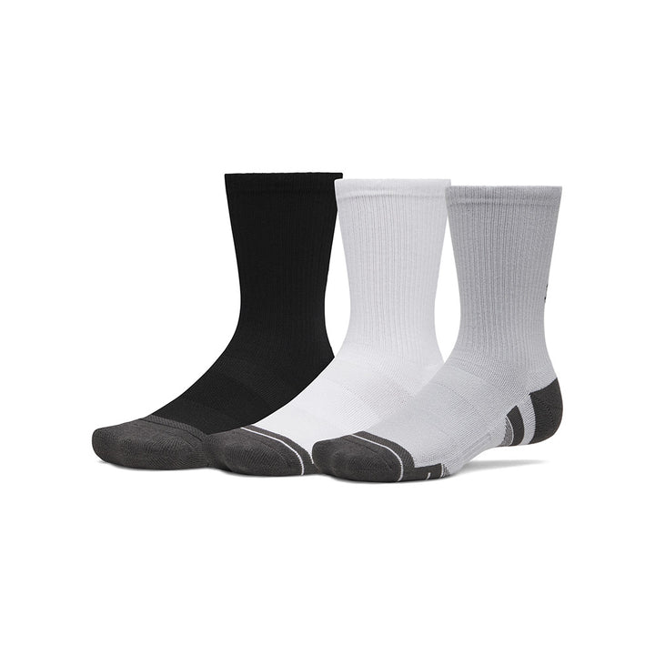 Chaussettes de golf Under Armour Perf Tech Crew (Pack de 3) - Blanc / Noir / Gris clair / M