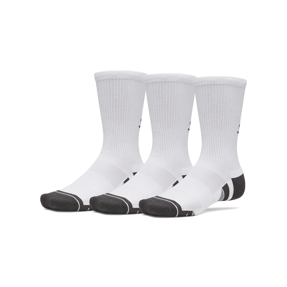 Chaussettes de golf Under Armour Perf Tech Crew (Pack de 3) - Blanc / Noir / Gris clair / L