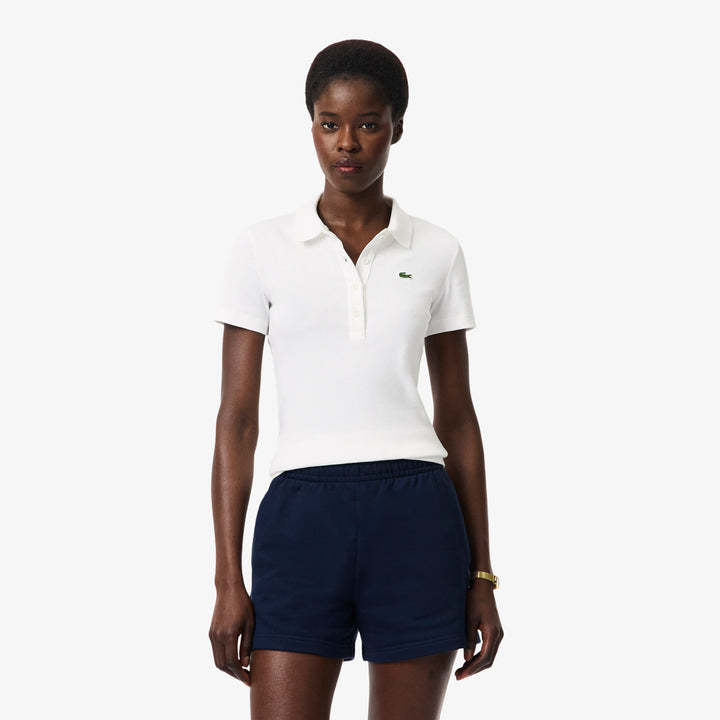 Polo Femme L.12.D Slim Fit Coton Côtelé Lacoste - Blanc - 36