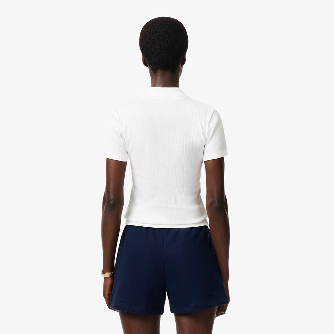 Polo Femme L.12.D Slim Fit Coton Côtelé Lacoste - Blanc - 42
