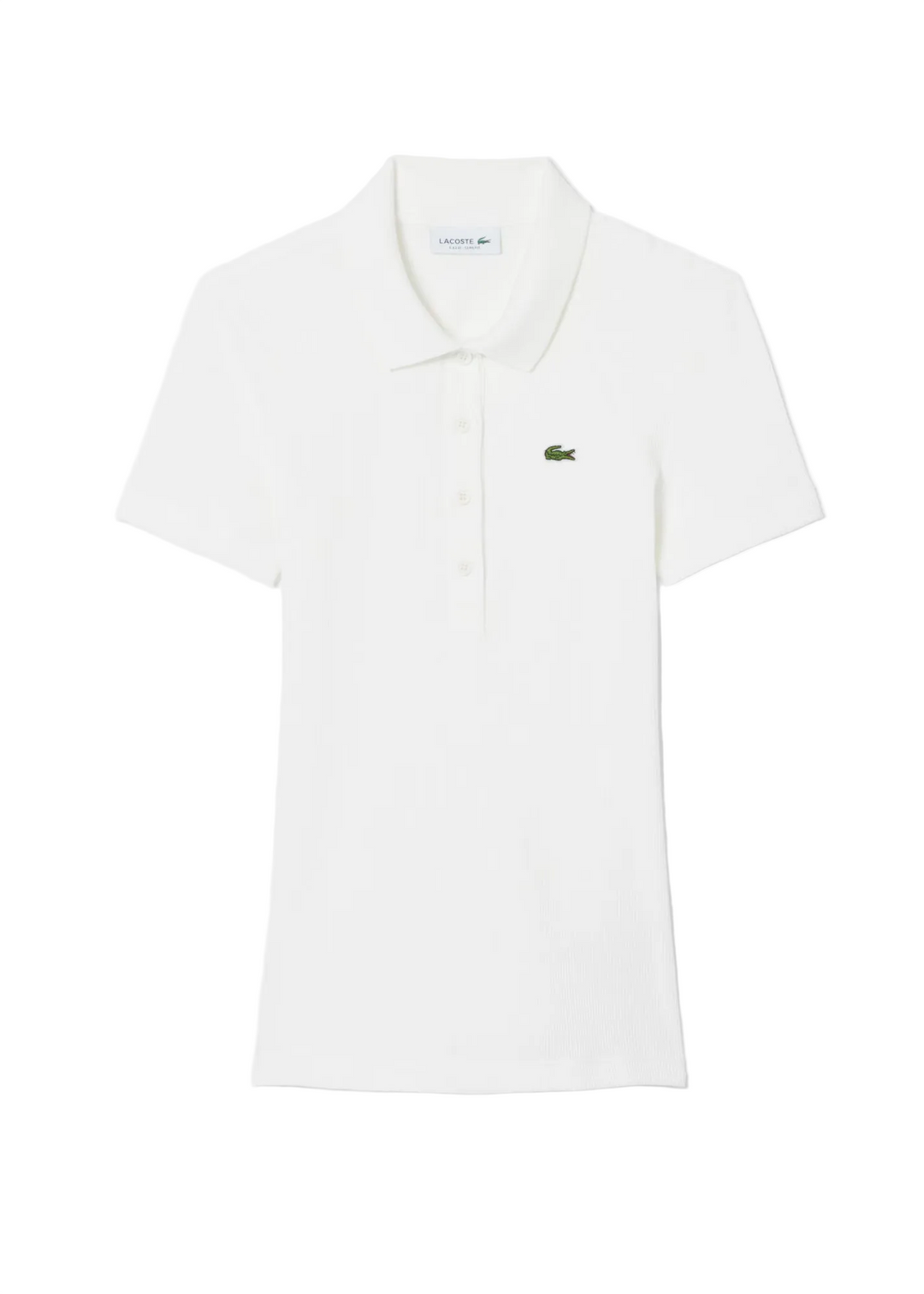 Polo Femme L.12.D Slim Fit Coton Côtelé Lacoste - Blanc - 34