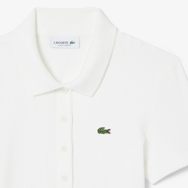 Polo Femme L.12.D Slim Fit Coton Côtelé Lacoste - Blanc - 44
