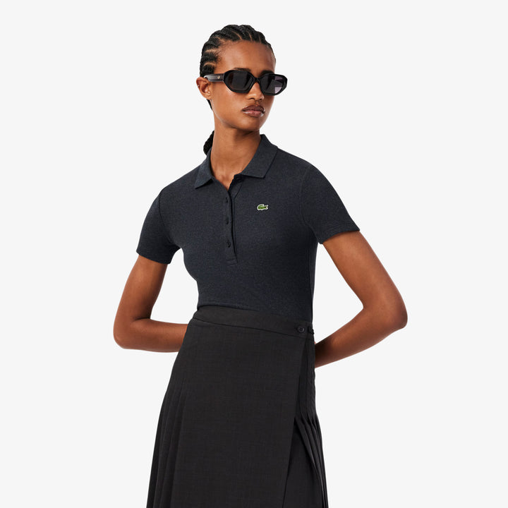 Polo Femme L.12.D Slim Fit Coton Côtelé Lacoste - Gris chiné - 38