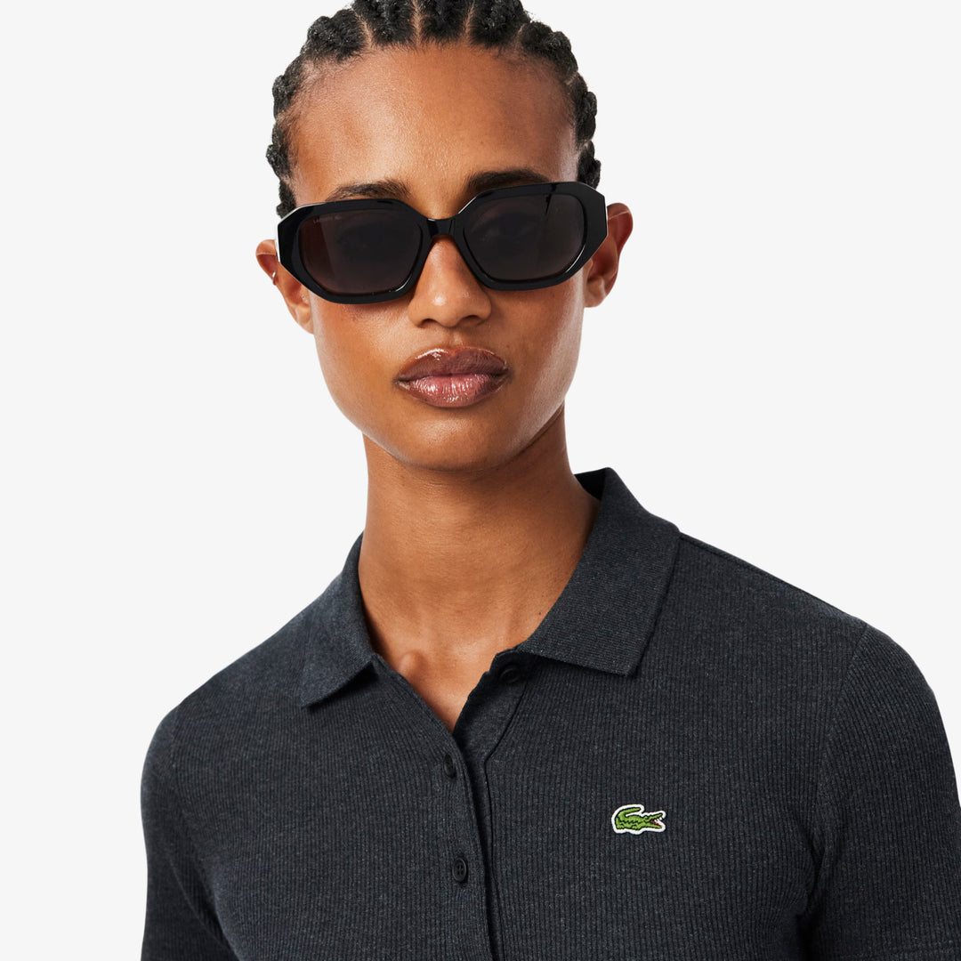 Polo Femme L.12.D Slim Fit Coton Côtelé Lacoste - Gris chiné - 40