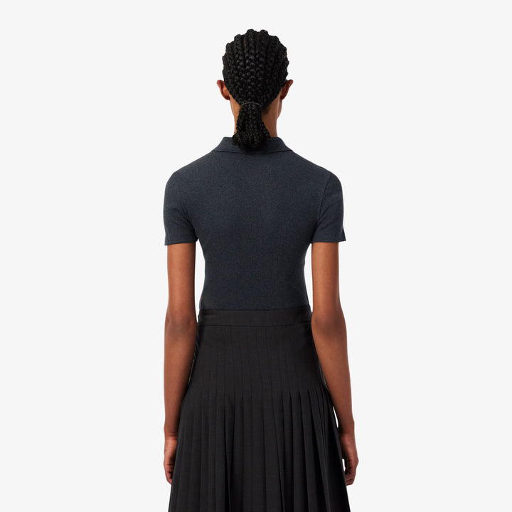 Polo Femme L.12.D Slim Fit Coton Côtelé Lacoste - Gris chiné - 42