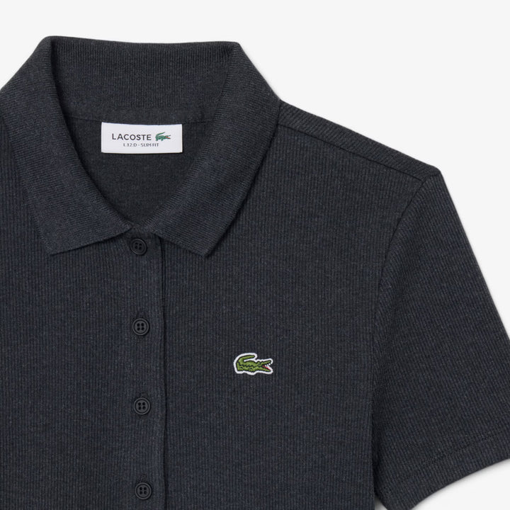 Polo Femme L.12.D Slim Fit Coton Côtelé Lacoste - Gris chiné - 44