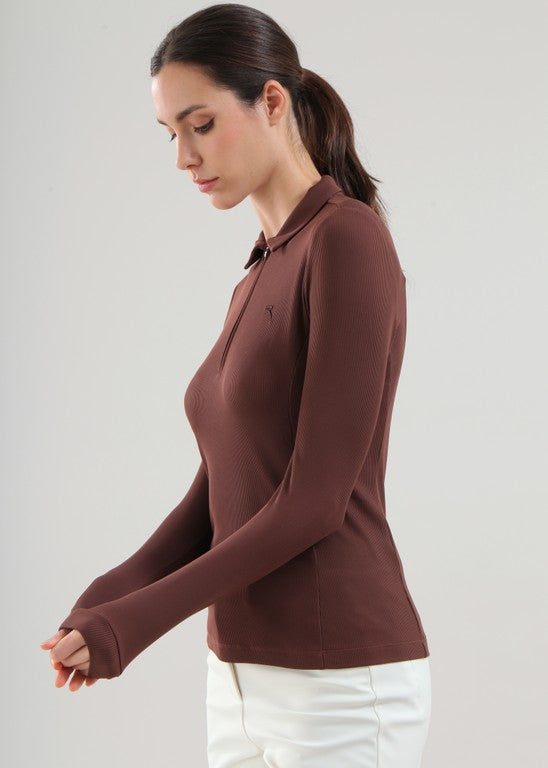 Polo de Golf Manches Longues Femme Chervò Assolta - Marron - Marron - XL