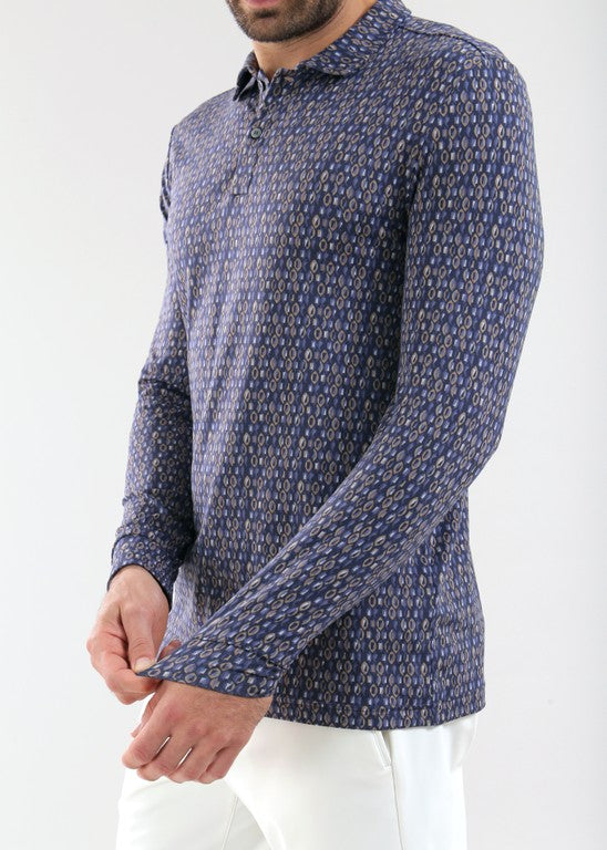 Polo de Golf Manches Longues Imprimé Homme Chervò Anima - Imprimé Fantasia - M/L