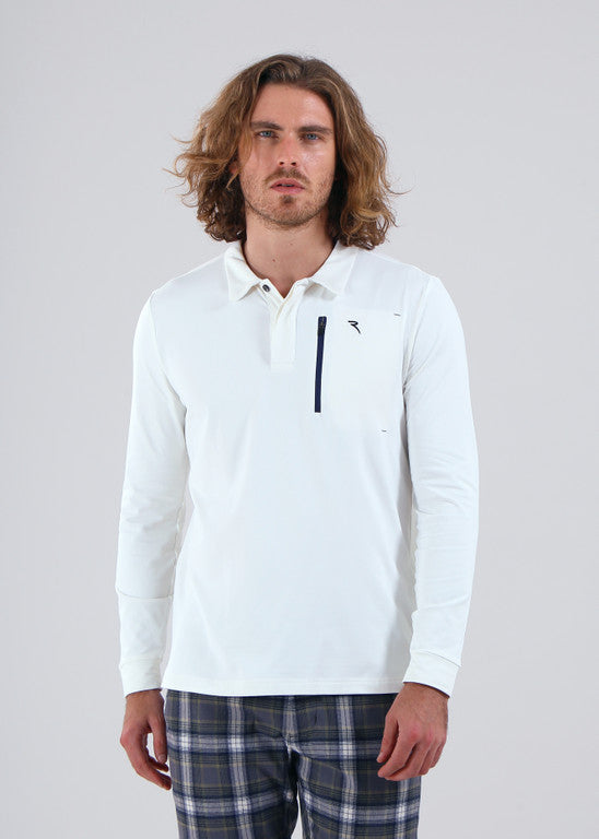 Polo de Golf Manches Longues Homme Chervò Azteco - Blanc - M
