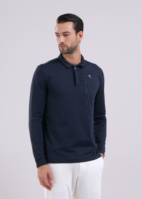 Polo de Golf Manches Longues Homme Chervò Azteco - Bleu marine - M