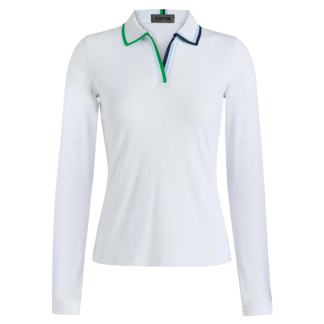 Polo de Golf Femme Manches Longues Col Johnny Tech Nylon Rib - G/FORE - Blanc - S