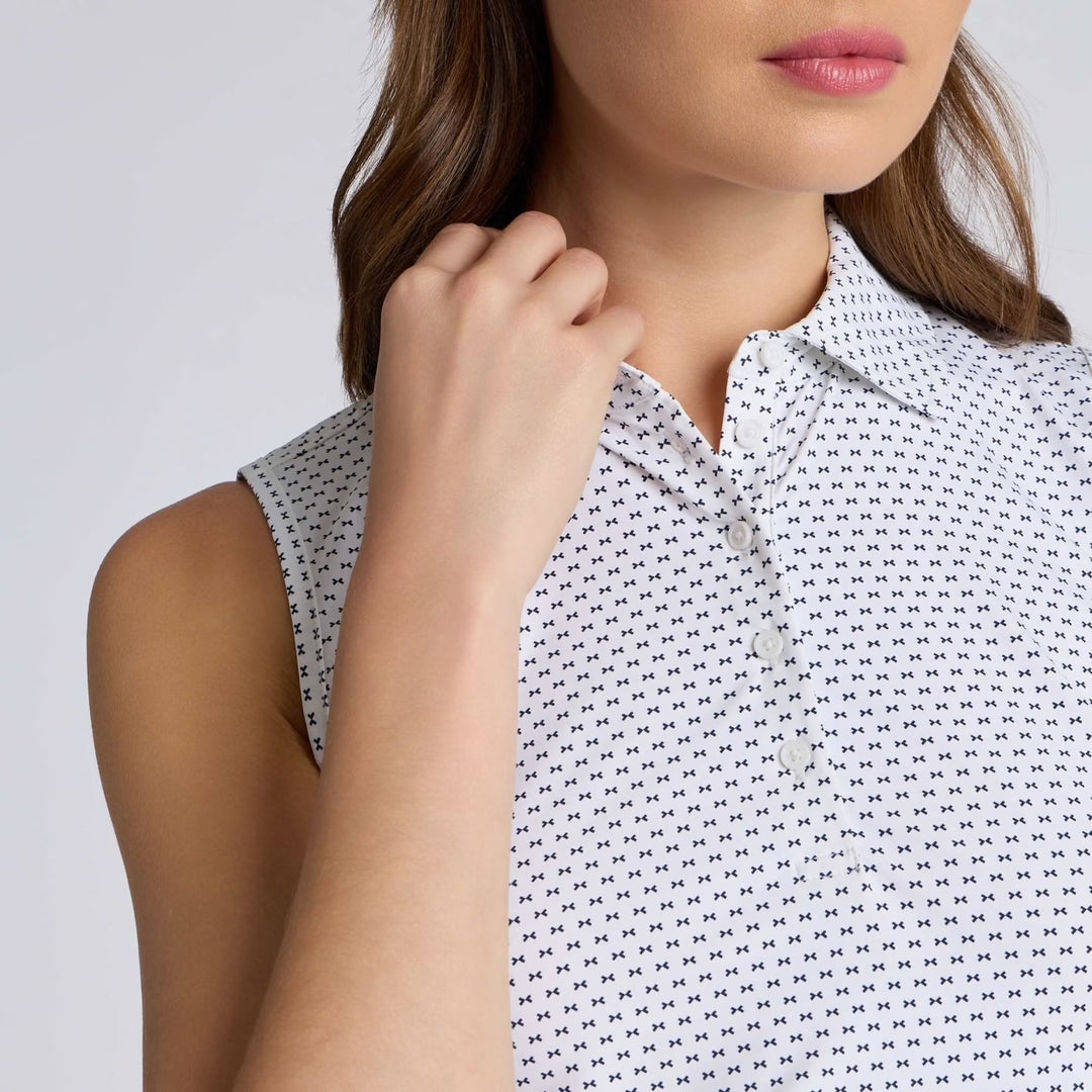 Polo de Golf Femme Sans Manches Geo 2 Silky Tech Nylon - G/FORE - Blanc - XXL
