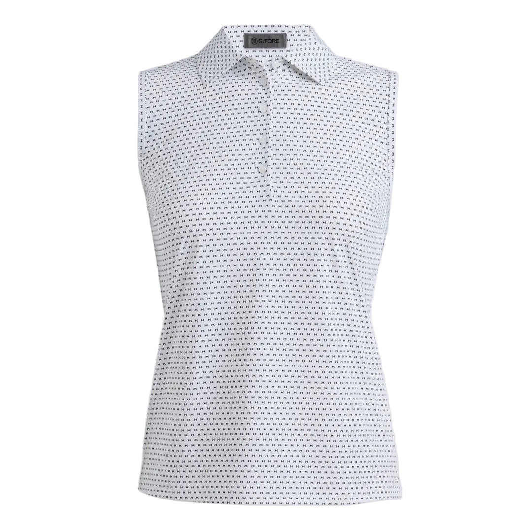 Polo de Golf Femme Sans Manches Geo 2 Silky Tech Nylon - G/FORE - Blanc - S