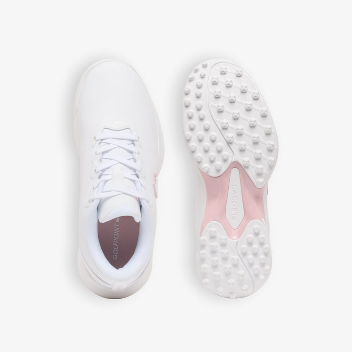 Chaussures de Golf Femme Golf Point en Cuir blanc/rose - Lacoste