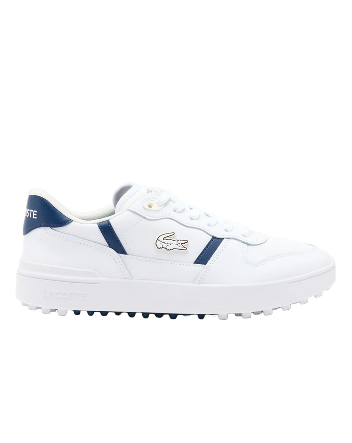 Chaussures T-Clip Golf Homme en Cuir Blanc/Marine - Lacoste
