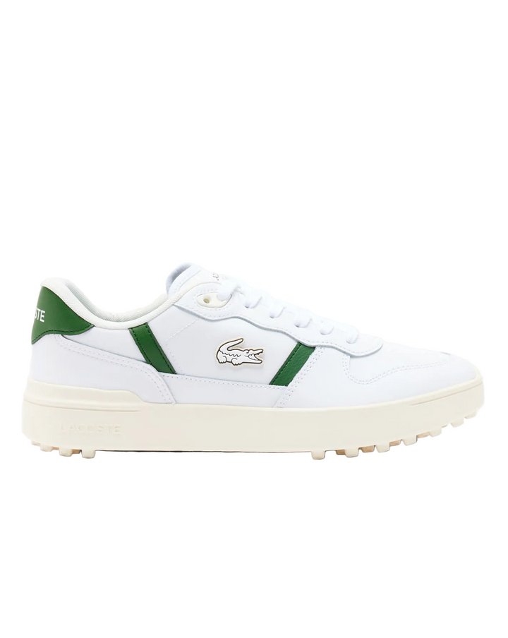 Chaussures T-Clip Golf Homme en Cuir Blanc/Vert - Lacoste