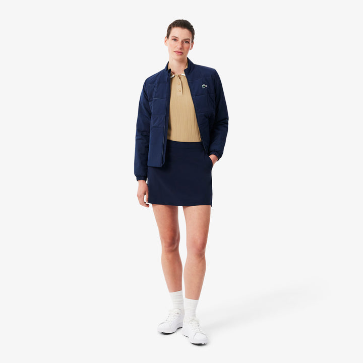 Pull de Golf Femme Col Polo Manches Courtes Lacoste - Beige / Blanc - 40