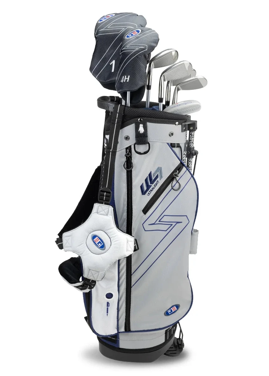 Pack Junior U.S. Kids Ultralight 7 UL51 - 7 Clubs et Sac Trepied, Argent/Marine