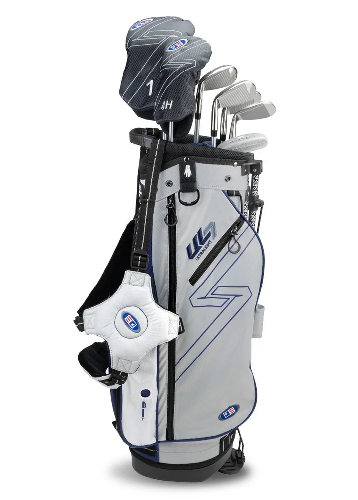 Pack Junior U.S. Kids Ultralight 7 UL51 - 7 Clubs et Sac Trepied, Argent/Marine