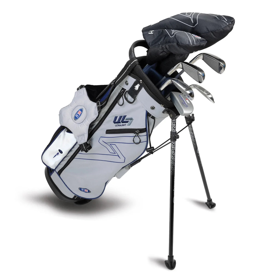 Pack Junior U.S. Kids Ultralight 7 UL51 - 7 Clubs et Sac Trepied, Argent/Marine