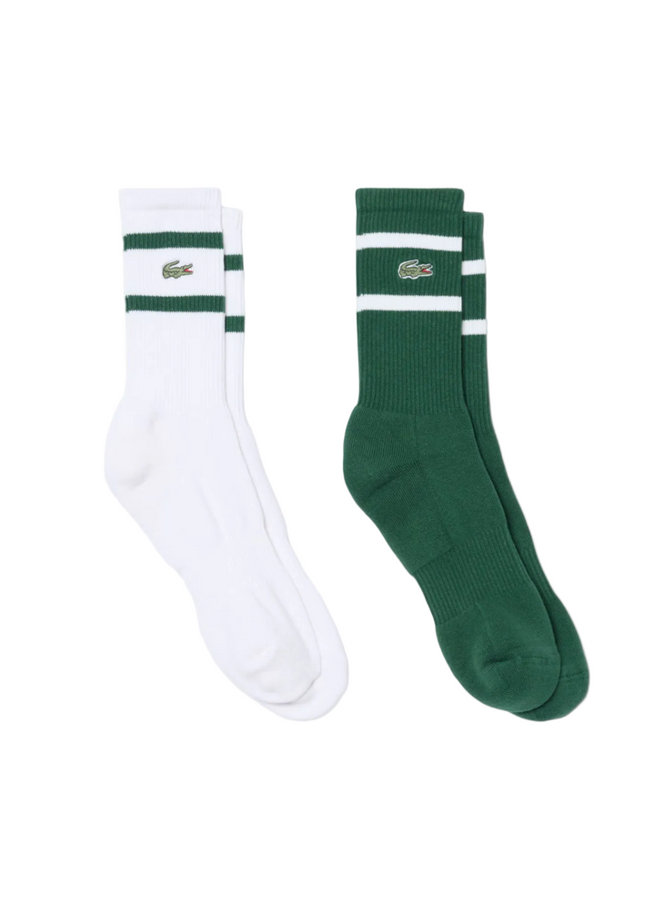 Lot de 2 Paires de Chaussettes de Golf Heritage - Lacoste - Vert / Blanc - 35-38