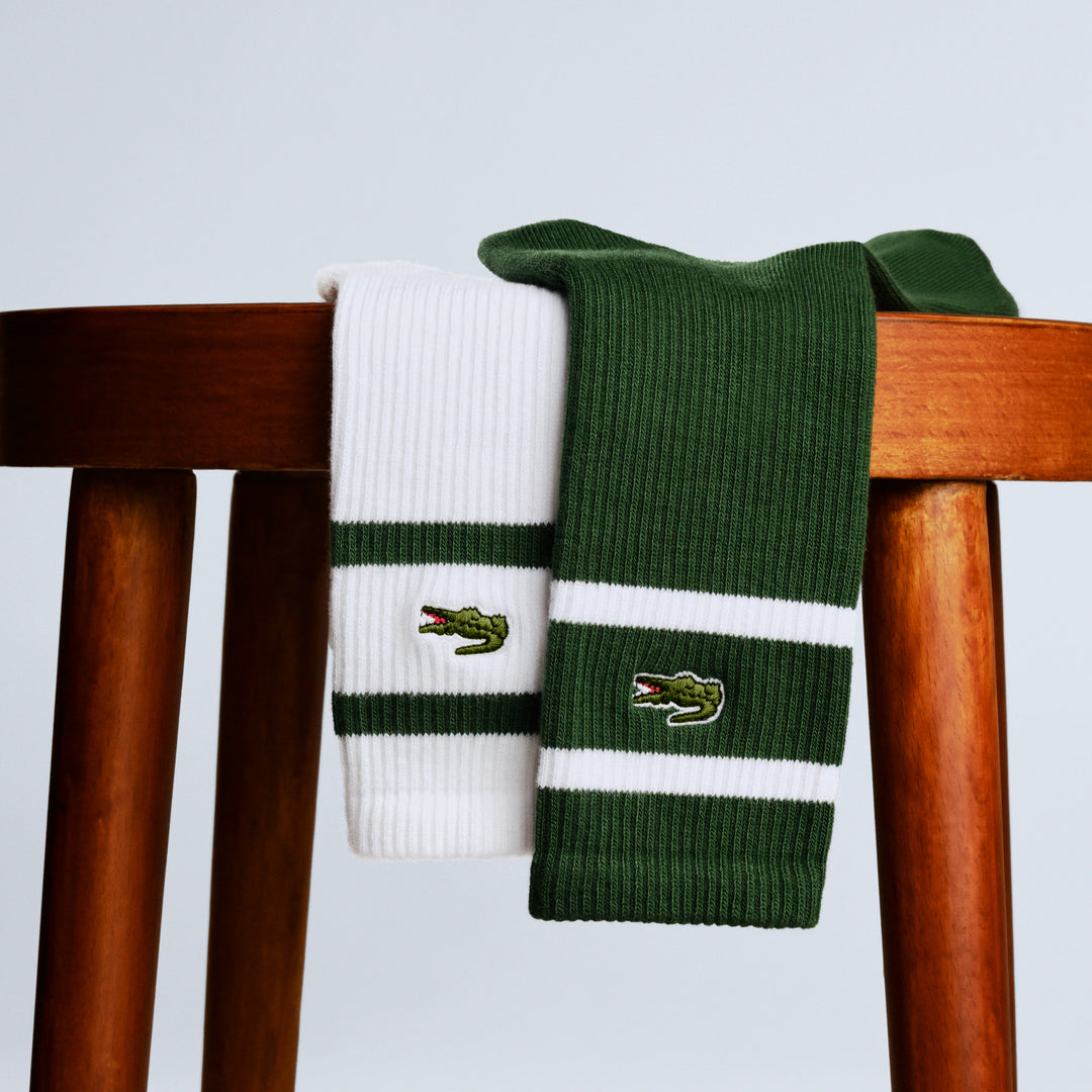 Lot de 2 Paires de Chaussettes de Golf Heritage - Lacoste - Vert / Blanc - 39-42