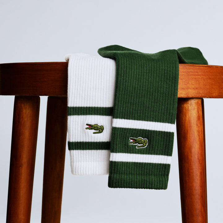 Lot de 2 Paires de Chaussettes de Golf Heritage - Lacoste - Vert / Blanc - 39-42