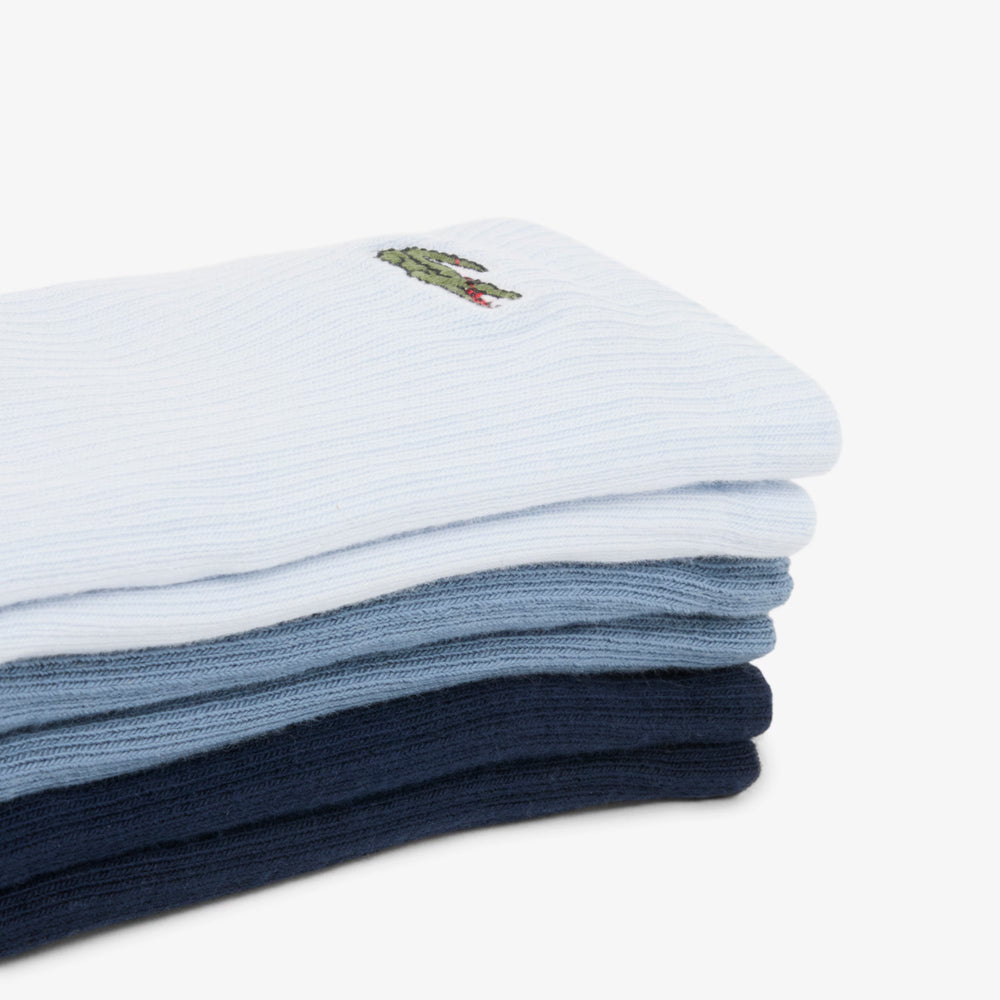 Lot de 3 Paires de Chaussettes de Golf Homme Maille Côtelée - Lacoste - Blanc / Gris bleu / Marine - 39-42