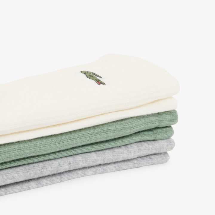 Lot de 3 Paires de Chaussettes de Golf Homme Maille Côtelée - Lacoste - Blanc / Vert clair / Gris clair - 43-46