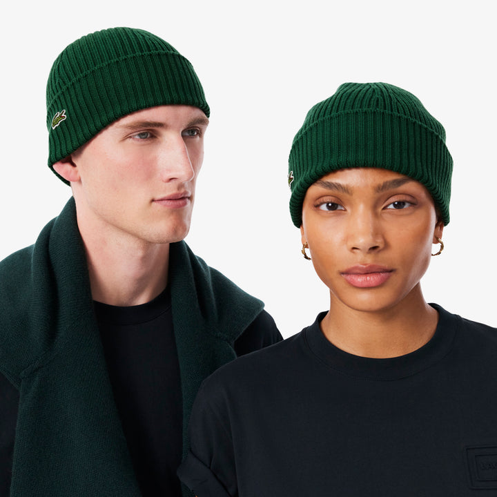 Bonnet de Golf Unisexe Laine Peignée Côtelée - Lacoste - Vert