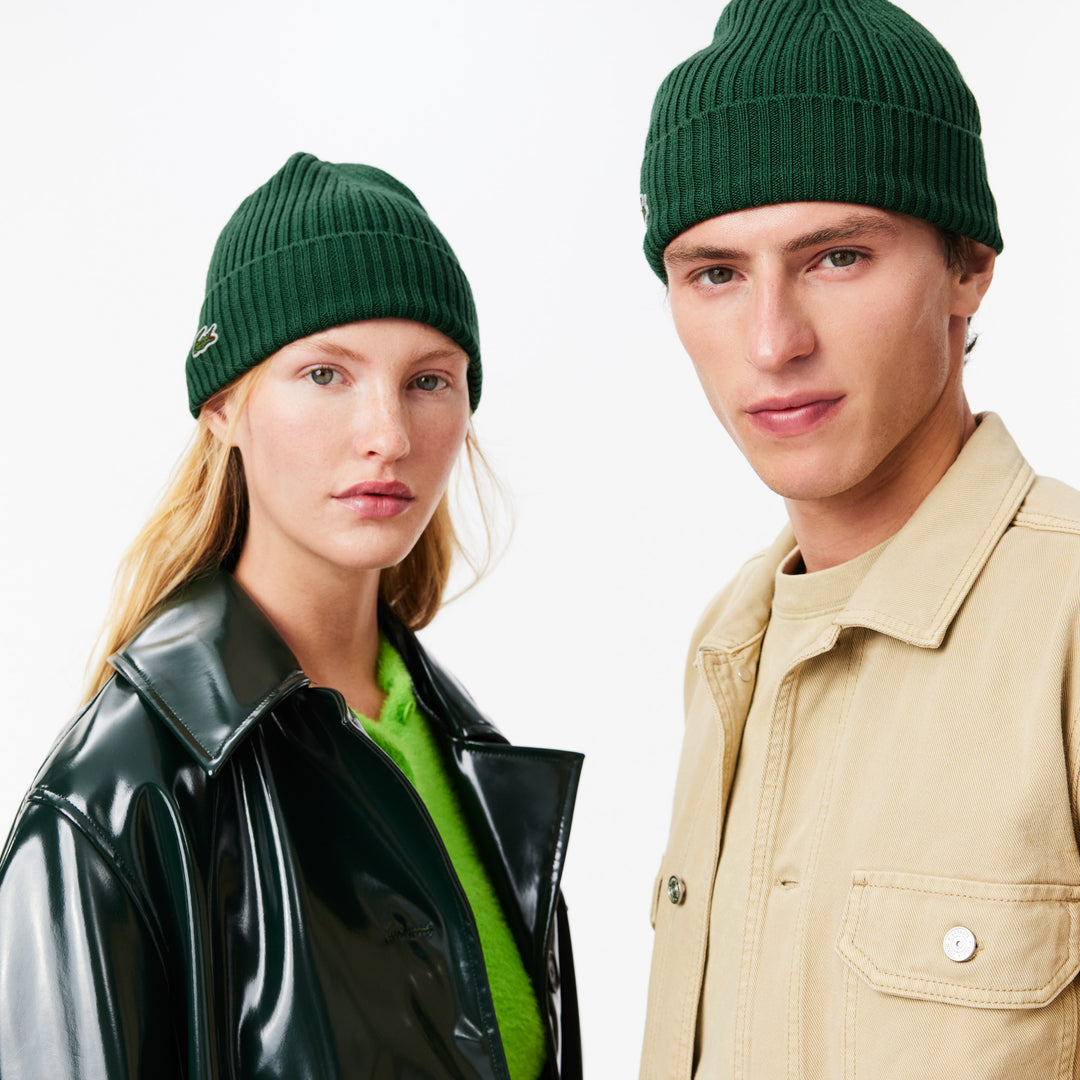 Bonnet de Golf Unisexe Laine Peignée Côtelée - Lacoste - Blanc