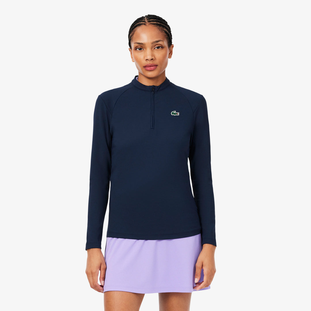 Haut Technique de Golf Femme Demi-Zip UV50+ Lacoste - Blanc - 40