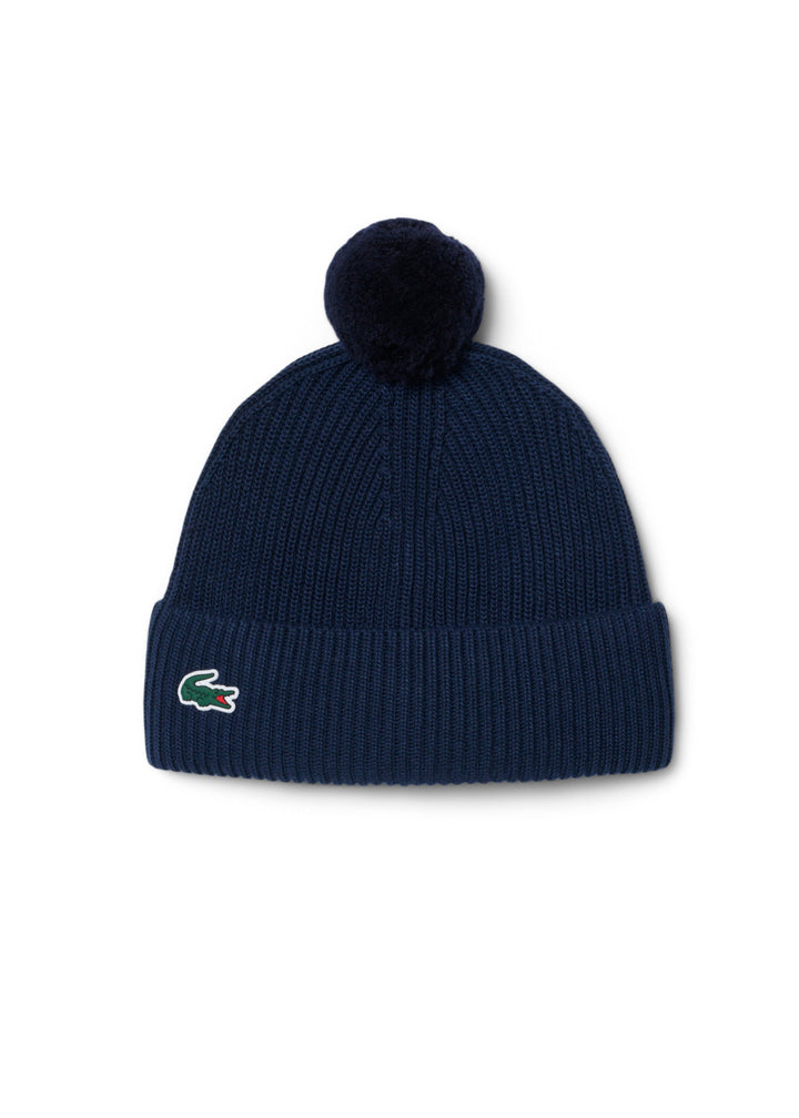 Bonnet à Pompon Doublé Polaire Lacoste - Marine